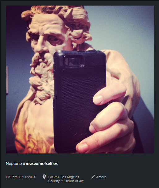 Neptun-selfie på Los Angeles Country Museum of Art. Foto: @freedomfart